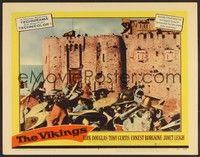 3d676 VIKINGS LC #6 '58 scene of many vikings storming castle, directed by Richard Fleischer!