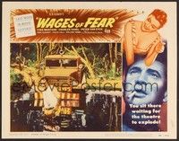 3d678 WAGES OF FEAR LC #7 '55 directed by Henri-Georges Clouzot, Charles Vanel w/explosive truck!