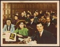 3d681 WALLS OF JERICHO LC #4 '48 Cornel Wilde, Anne Baxter & Ann Dvorak listen in court!