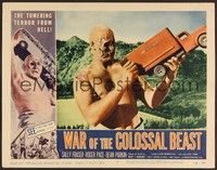 3d682 WAR OF THE COLOSSAL BEAST LC #1 '58 deformed monster picks up truck like it's a toy!