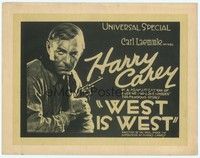 3d220 WEST IS WEST TC '20 great close up of tough cowboy Harry Carey with his gun drawn!