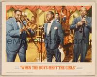 3d686 WHEN THE BOYS MEET THE GIRLS LC #4 '65 Louis Armstrong & band play Throw It Out Your Mind!