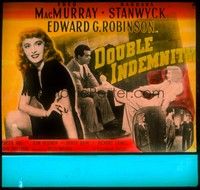 3e134 DOUBLE INDEMNITY glass slide '44 Billy Wilder, Barbara Stanwyck, Fred MacMurray, Robinson