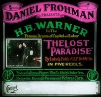 3e148 LOST PARADISE glass slide '14 H.B. Warner, co-written by Cecil B. DeMille's father Henry!
