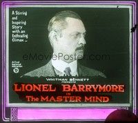 3e150 MASTER MIND glass slide '20 great profile portrait of Lionel Barrymore in suit & tie!