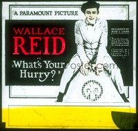 3e168 WHAT'S YOUR HURRY glass slide '20 full-length close up of star Wallace Reid sitting on rock!