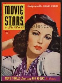 3e099 MOVIE STARS PARADE magazine March 1943 sexy Gene Tierney with hand behind her head!