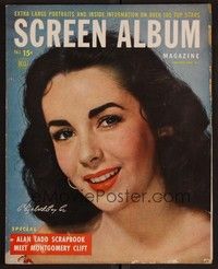 3e111 SCREEN ALBUM magazine Fall 1949 super close smiling portrait of beautiful Elizabeth Taylor!