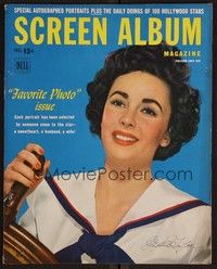 3e115 SCREEN ALBUM magazine Fall 1950 smiling portrait of Elizabeth Taylor, favorite photo issue!