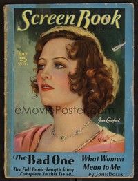 3e081 SCREEN BOOK magazine July 1930 wonderful art of pretty Joan Crawford by T.A. Lange!