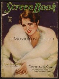 3e080 SCREEN BOOK magazine June 1930 art of pretty Billie Dove in fur coat by Martha Sawyers!