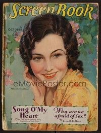 3e084 SCREEN BOOK magazine October 1930 art of beautiful Maureen O'Sullivan by T.A. Lange!