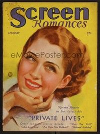 3e087 SCREEN ROMANCES magazine January 1932 wonderful art of Norma Shearer from Private Lives!