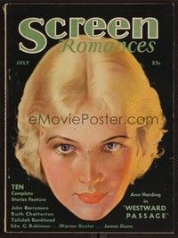 3e093 SCREEN ROMANCES magazine July 1932 headshot art of Ann Harding from Western Passage!