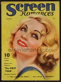 3e095 SCREEN ROMANCES magazine September 1932 art of Constance Bennett from Two Against the World!