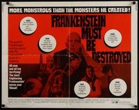 3f485 FRANKENSTEIN MUST BE DESTROYED 1/2sh '70 Peter Cushing is more monstrous than his monster!