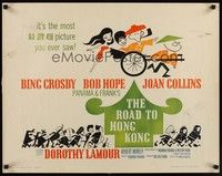 3f614 ROAD TO HONG KONG 1/2sh '62 wacky art of Bob Hope, Bing Crosby, Joan Collins & Lamour!