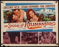 3f643 SNOWS OF KILIMANJARO 1/2sh '52 art of Gregory Peck, Susan Hayward & Ava Gardner in Africa!