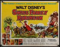 3f663 SWISS FAMILY ROBINSON 1/2sh '60 John Mills, Walt Disney family fantasy classic, cool art!