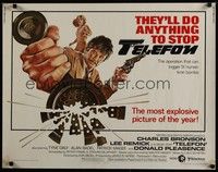 3f670 TELEFON 1/2sh '77 great artwork, they'll do anything to stop Charles Bronson!