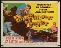 3f677 THUNDER OVER TANGIER 1/2sh '57 Robert Hutton & sexy Lisa Gastoni, danger, desire & death!