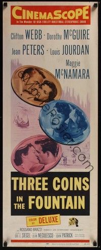 3g014 3 COINS IN THE FOUNTAIN insert '54 Clifton Webb, Dorothy McGuire, Jean Peters, Louis Jourdan