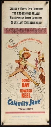 3g078 CALAMITY JANE insert '53 pretty cowgirl Doris Day in title role w/Howard Keel!