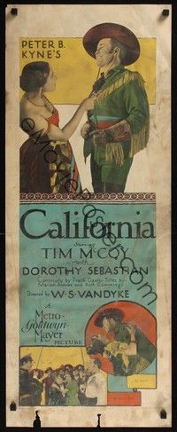 3g004 CALIFORNIA insert '27 great full-length image of Tim McCoy & senorita Dorothy Sebastian!