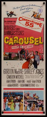 3g081 CAROUSEL insert '56 Shirley Jones, Gordon MacRae, Rodgers & Hammerstein musical!