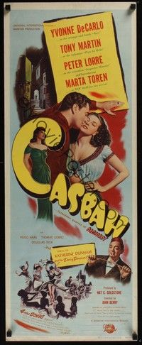 3g083 CASBAH insert '48 sexy Yvonne De Carlo with Tony Martin, Peter Lorre!