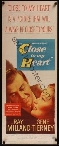 3g092 CLOSE TO MY HEART insert '51 Gene Tierney & Ray Milland adopt a child!