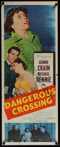 3g101 DANGEROUS CROSSING insert '53 shocked Jeanne Crain, Michael Rennie!
