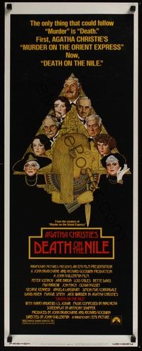 3g104 DEATH ON THE NILE insert '78 Peter Ustinov, Agatha Christie, great Richard Amsel art!