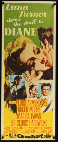 3g109 DIANE insert '56 sexy Lana Turner dares the devil, great close up romantic artwork!