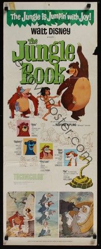 3g196 JUNGLE BOOK insert '67 Walt Disney cartoon classic, great art of all characters!