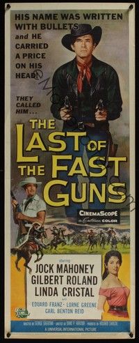 3g206 LAST OF THE FAST GUNS insert '58 Jock Mahoney's name was written with bullets, cool art!