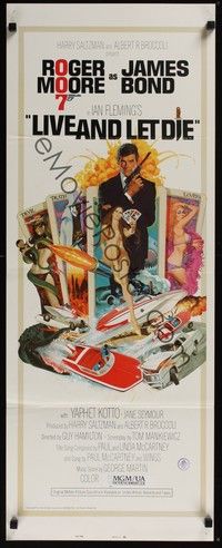 3g217 LIVE & LET DIE insert '73 art of Roger Moore as James Bond by Robert McGinnis!