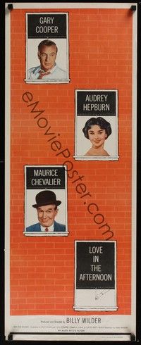 3g222 LOVE IN THE AFTERNOON insert '57 Gary Cooper, Audrey Hepburn, Maurice Chevalier