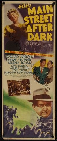 3g225 MAIN STREET AFTER DARK insert '45 Edward Arnold, Hume Cronyn, true story of girl gangsters!