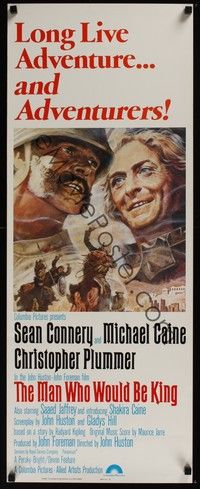 3g228 MAN WHO WOULD BE KING int'l insert '75 art of Sean Connery & Michael Caine by Tom Jung!