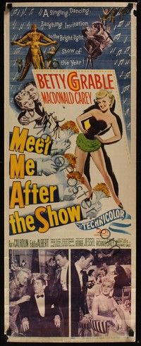 3g234 MEET ME AFTER THE SHOW insert '51 artwork of sexy dancer Betty Grable & top cast members!