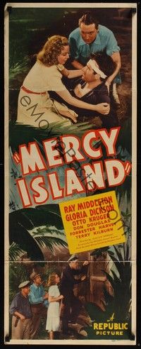 3g239 MERCY ISLAND insert '41 Ray Middleton, Gloria Dickson & Otto Kruger on tropical island!