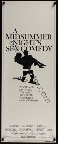 3g241 MIDSUMMER NIGHT'S SEX COMEDY insert '82 Woody Allen, Mia Farrow, cool outline artwork!