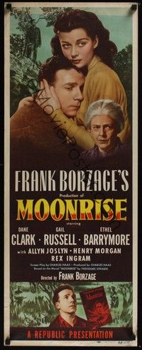 3g248 MOONRISE insert '48 close-up of Gail Russell & Dane Clark, Ethel Barrymore!