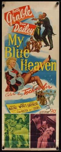 3g251 MY BLUE HEAVEN insert '50 great art of sexy Betty Grable showing her legs & Dan Dailey too!