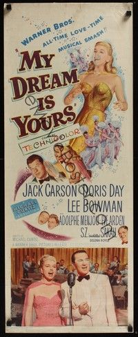 3g252 MY DREAM IS YOURS insert '49 Jack Carson, Doris Day, Lee Bowman, Adolphe Menjou!