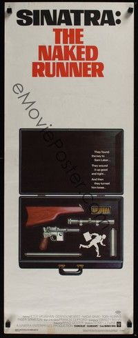 3g255 NAKED RUNNER insert '67 Frank Sinatra, cool image of sniper rifle dismantled in suitcase!