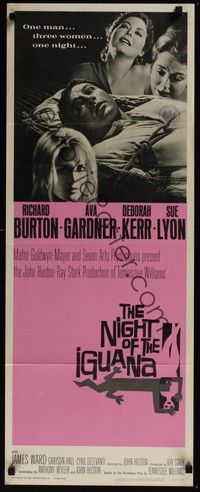 3g263 NIGHT OF THE IGUANA insert '64 Richard Burton, Ava Gardner, Sue Lyon, Deborah Kerr!