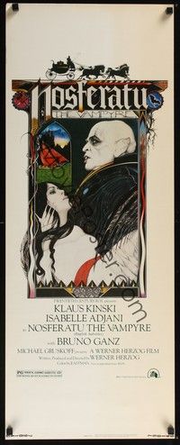 3g269 NOSFERATU THE VAMPYRE insert '79 Klaus Kinski, Werner Herzog, classic Palladini vampire art!