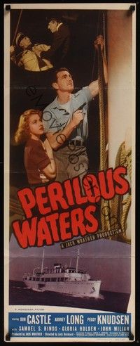 3g282 PERILOUS WATERS insert '48 art of Don Castle, pretty Audrey Long & Peggy Knudsen!